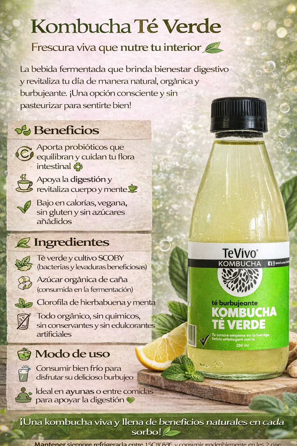 Kombucha Te Verde - TeVivo x 290ml