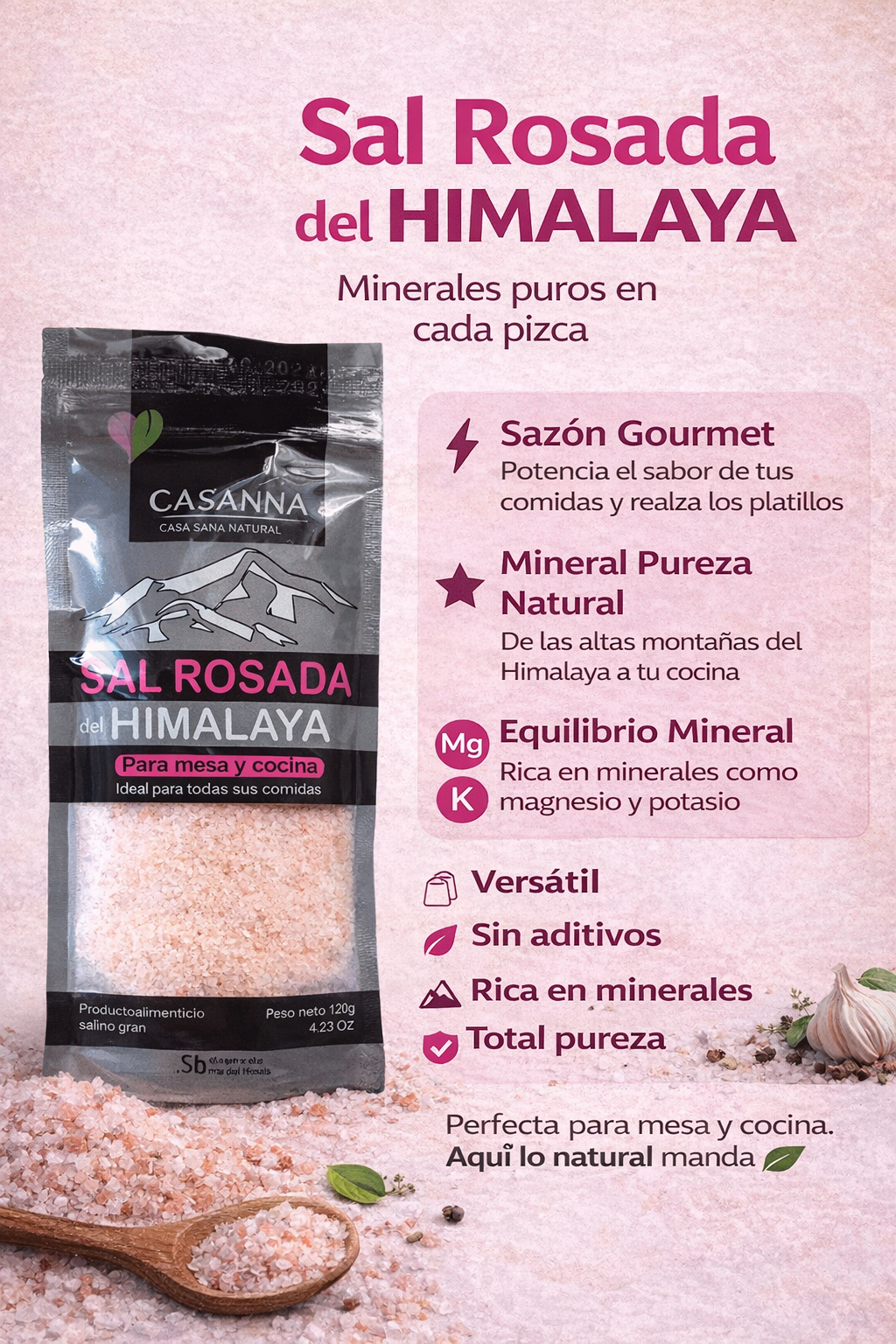 Sal Rosada del Himalaya - Cassana