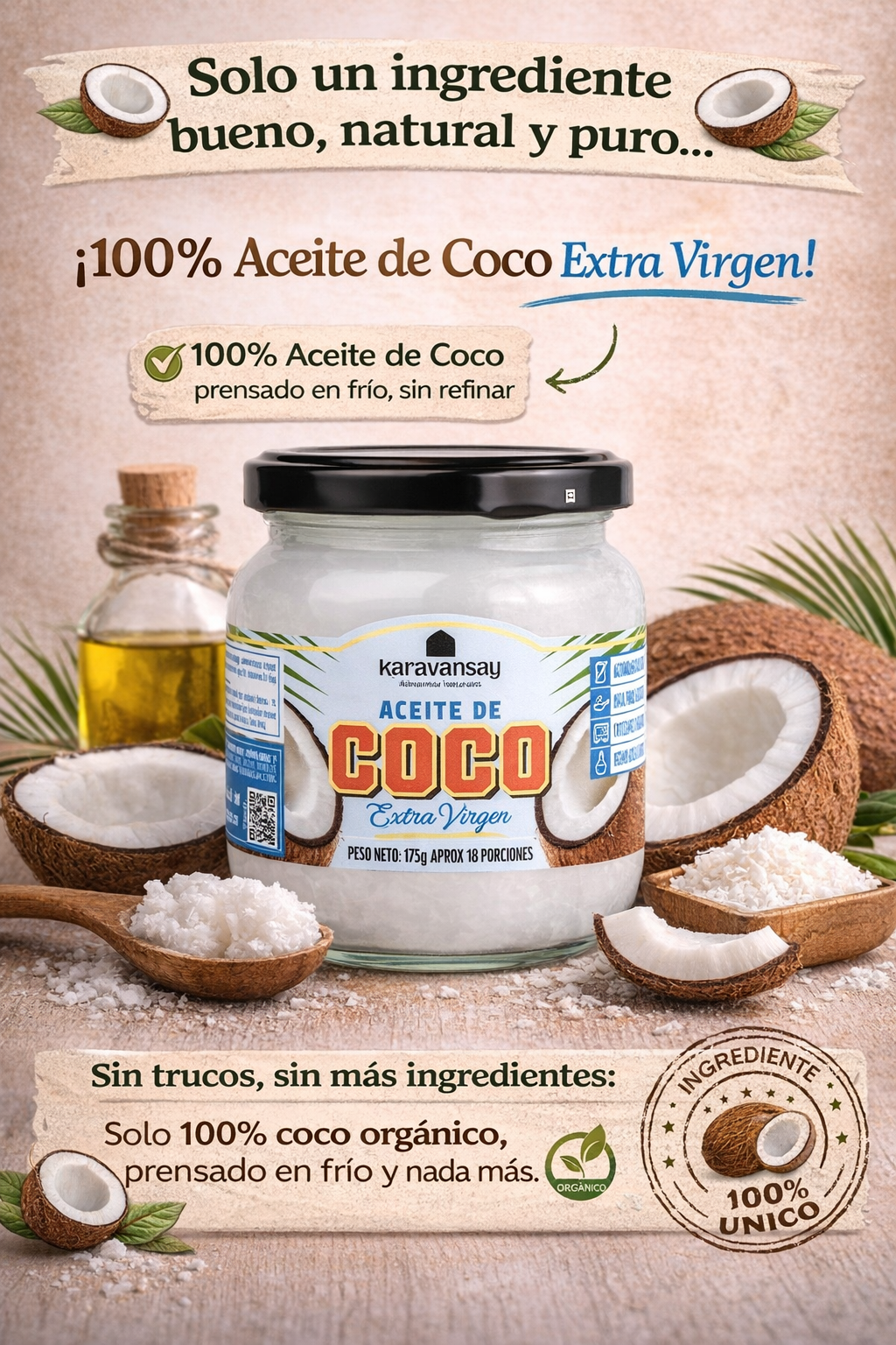 Aceite de Coco Extra Virgen - Karavansay x175g
