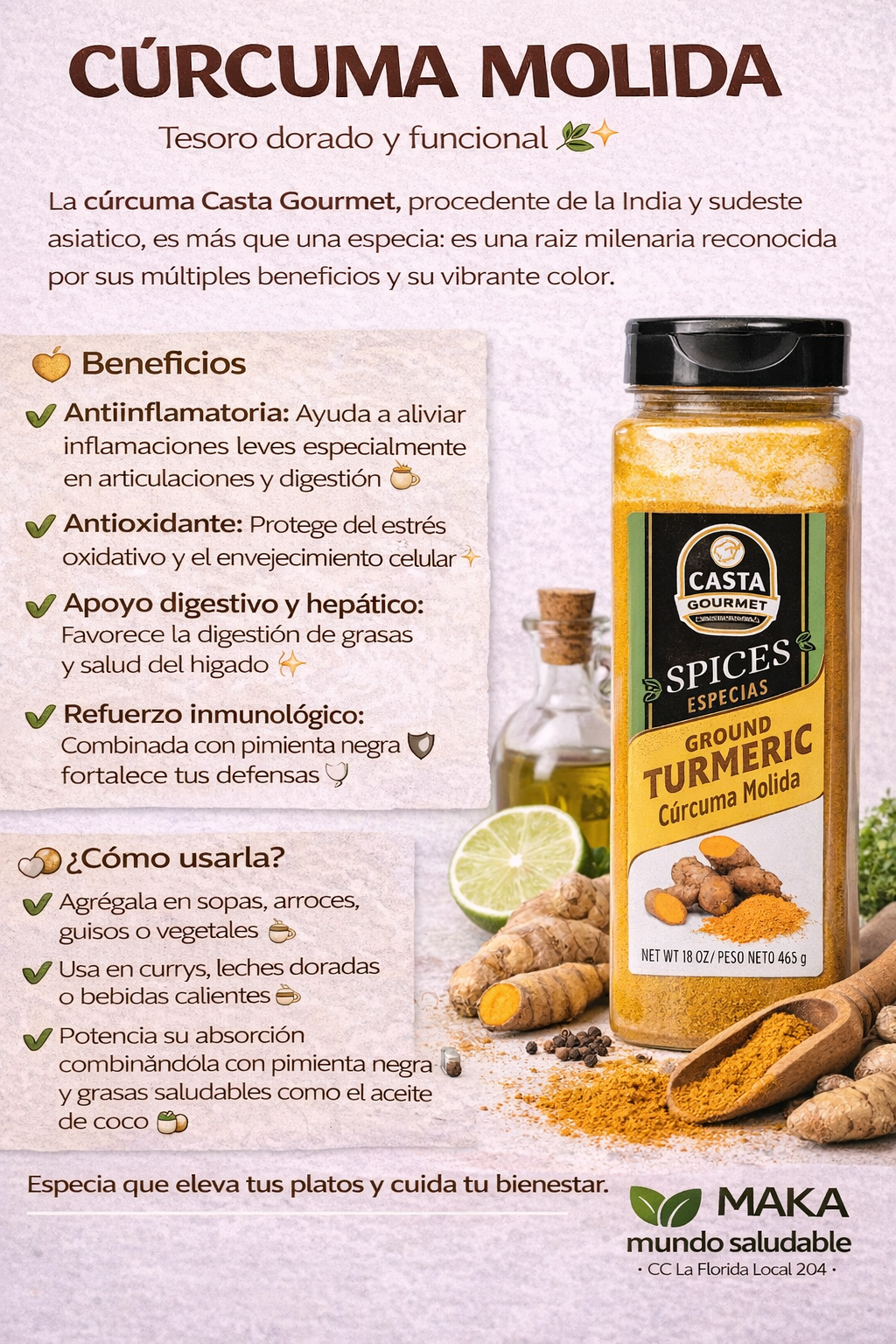 Cúrcuma Molida -Casta Gourmet x453gr