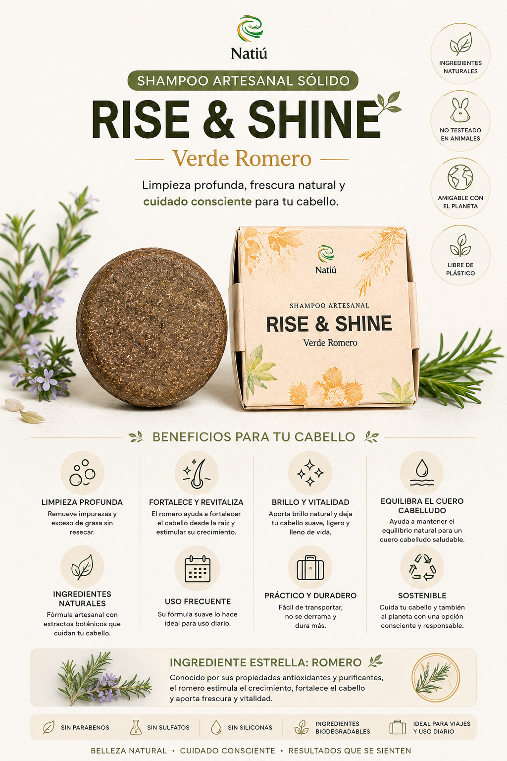 Shampoo Rise & Shine Verde Romero - OIRIS (NATIU)