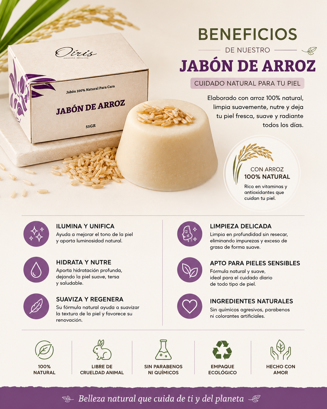 Jabon Facial de Arroz - OIRIS