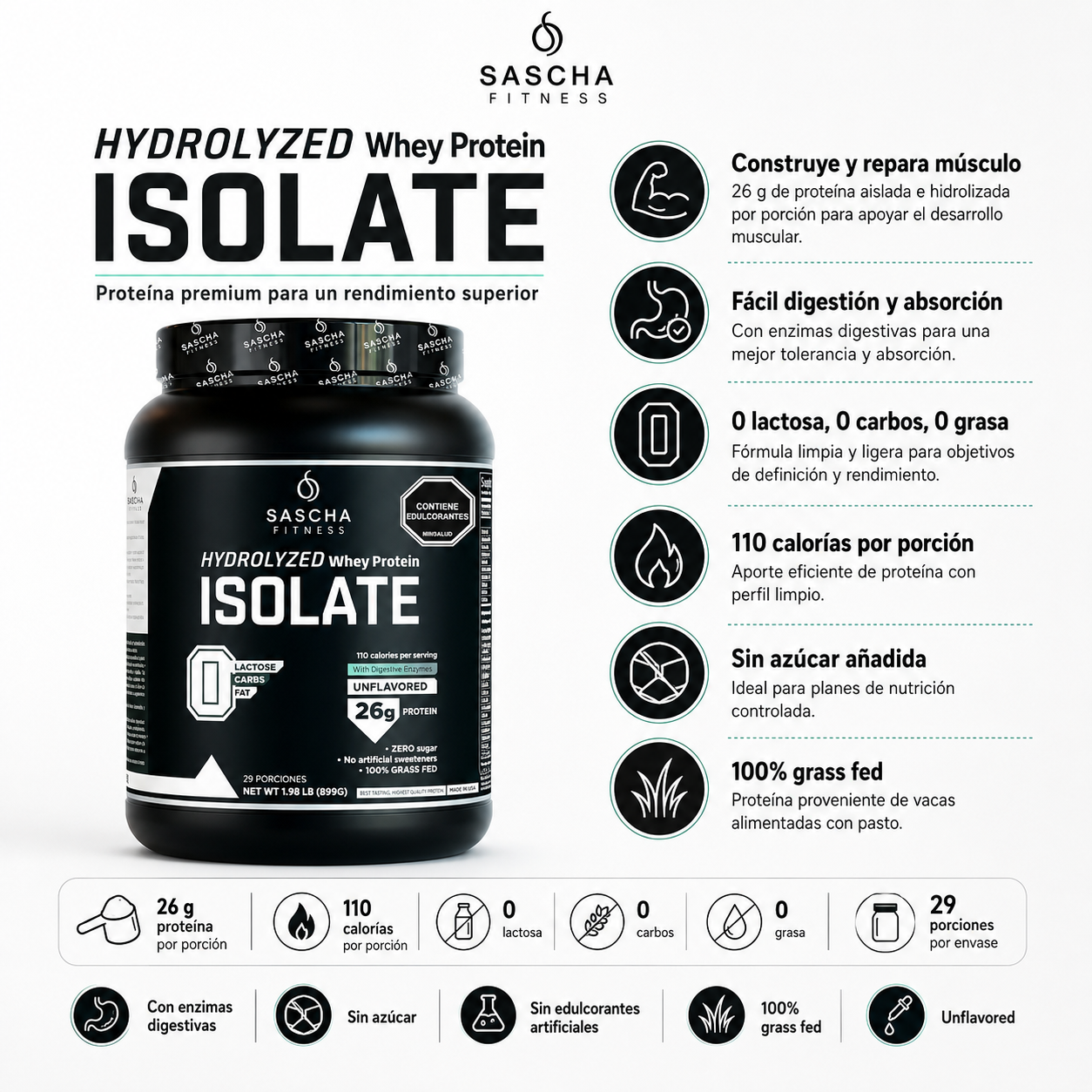 Proteína Isolate Sascha Fitness - 2.11 LB