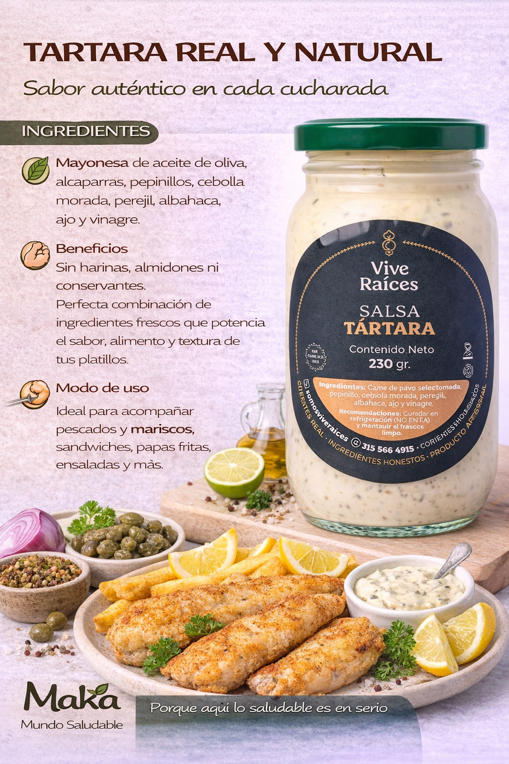 Salsa Tártara Vive Raíces - Comida Real x230g