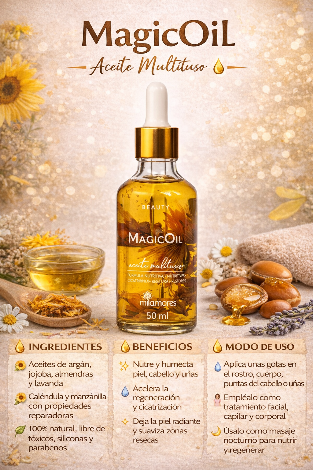 Aceite Para Piel Magic Oil - Milamores x50ml