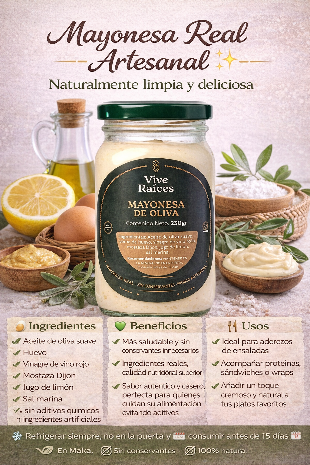 Mayonesa Vive Raíces - Comida Real x230g