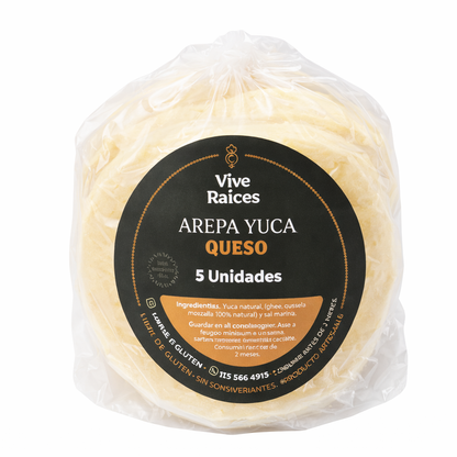 Arepa de Yuca con Queso Vive Raíces - Comida Real x5unid