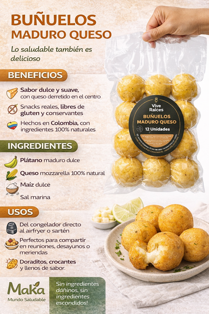 Buñuelo de Maduro con Queso Vive Raíces - Comida Real x12unid