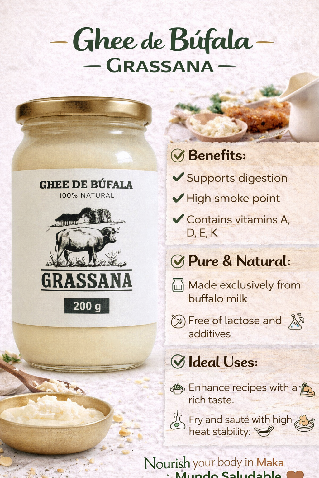Mantequilla Guee de Búfala - Grassana x200ml