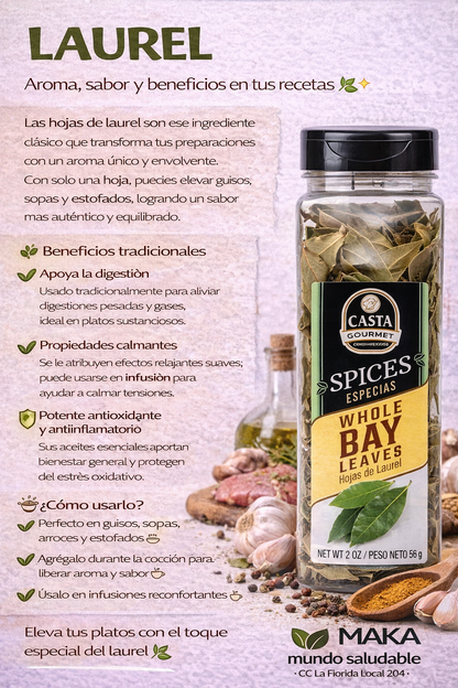 Hojas de laurel - Casta gourmet x56g