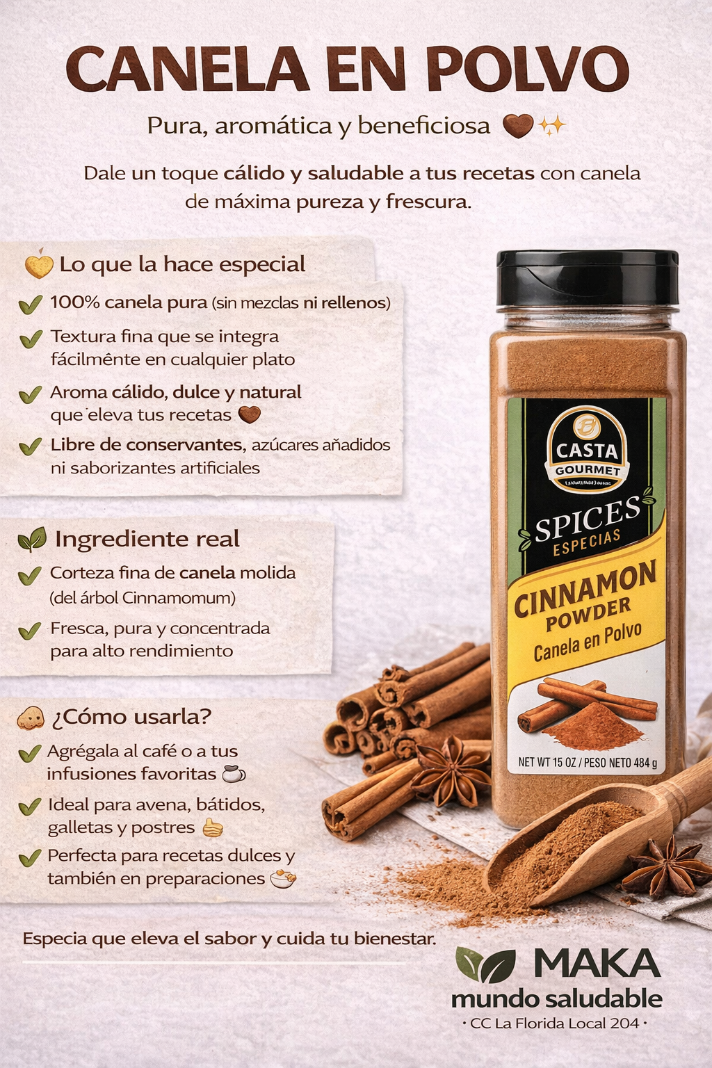 Canela en Polvo - Casta Gourmet x453 gr