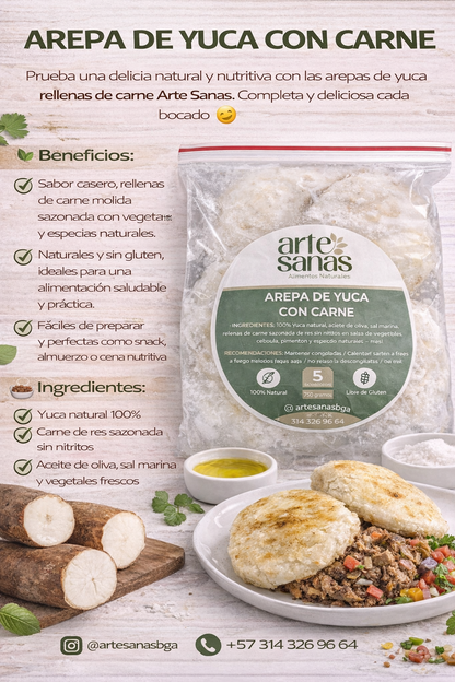 Arepa De Yuca Rellena Carne - Artesanas x5unid