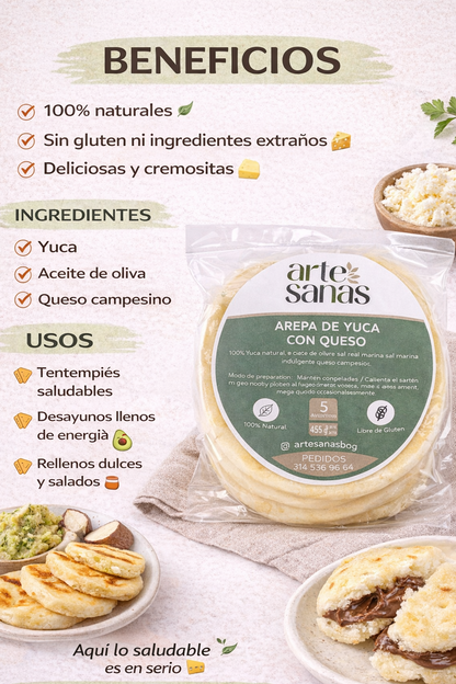 Arepas De Yuca Con Queso - Artesanas x5unid