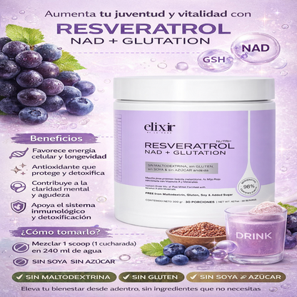 Resveratrol Nad + Glutation - Elixir x300gr
