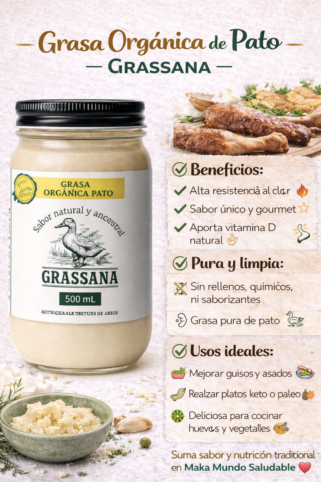 Grasa Orgánica de Pato - Grassana x500ml