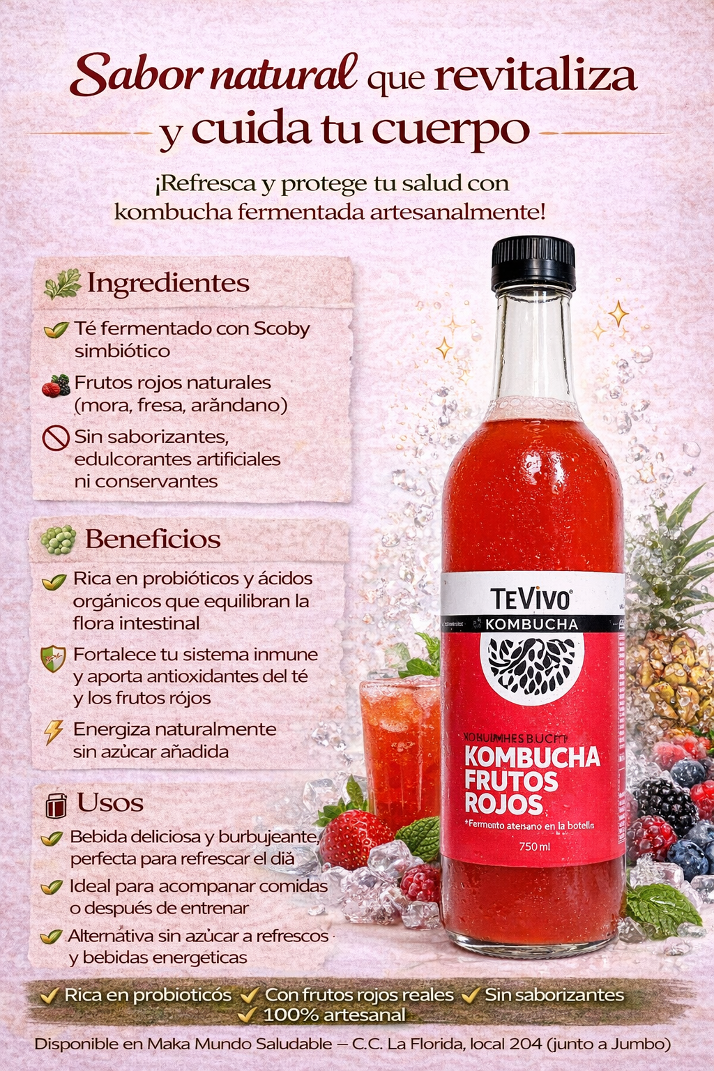 Kombucha Frutos Rojos - TeVivo