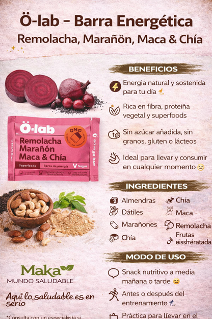 Barra de Energia Vegana Beetlicious - O-lab x52gr