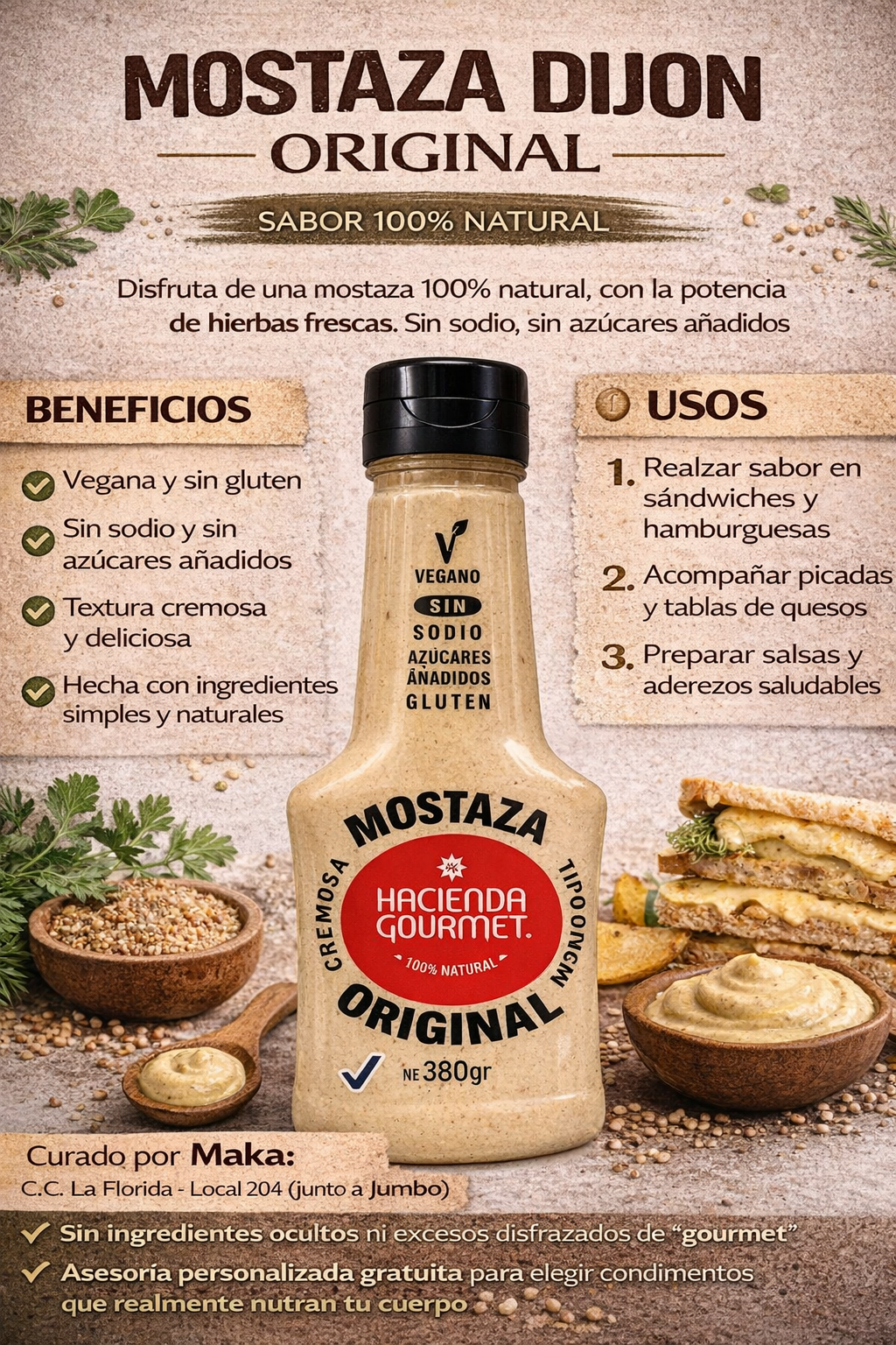 Mostaza Original Tipo Dijon - Hacienda Gourmet x380gr