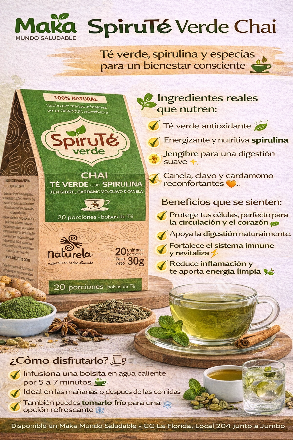 Spiruté Verde Con Spirulina 20UND - Naturela x30g