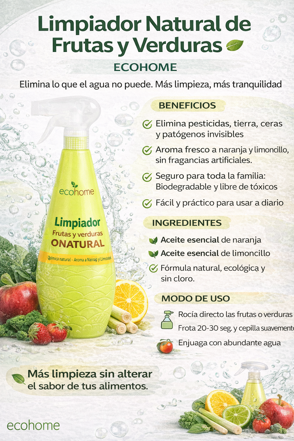 Limpiador De Frutas Y Verduras - Ecohome x500ml