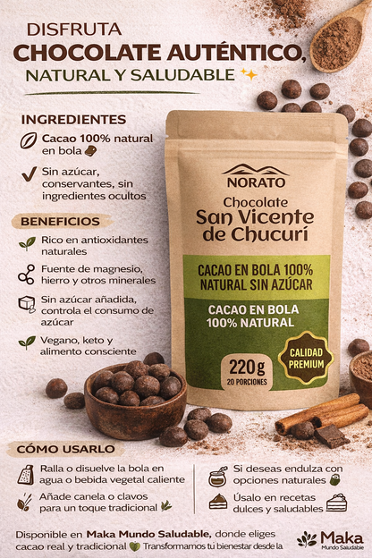 Cacao Orgánico en Bola - Norato x220g