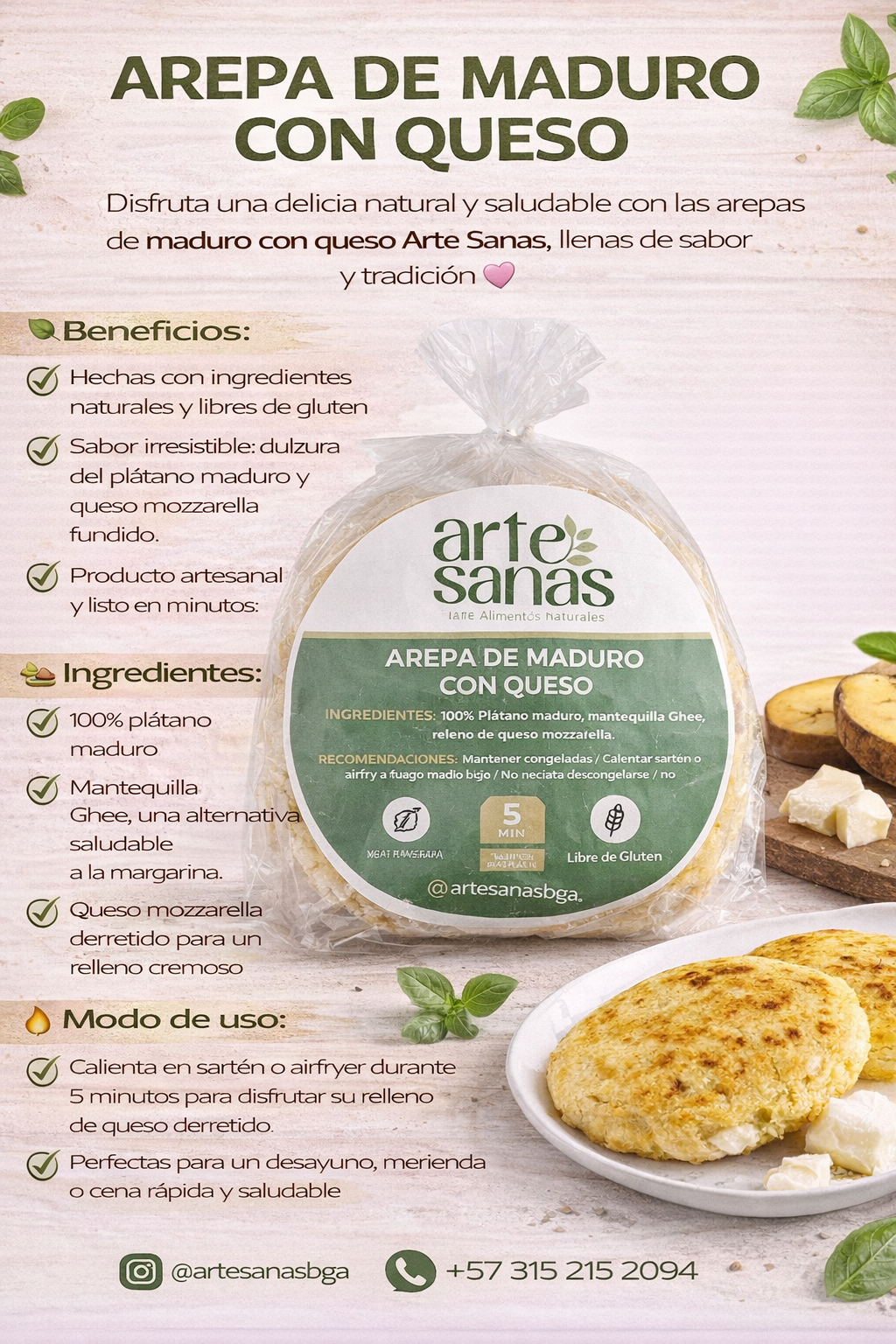 Arepa De Maduro Con Queso - Artesanas x5unid