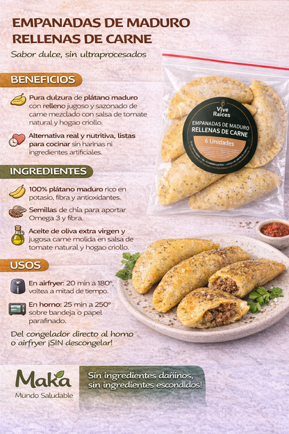 Empanadas de Maduro (Carne) Vive Raíces - Comida Real x6unid