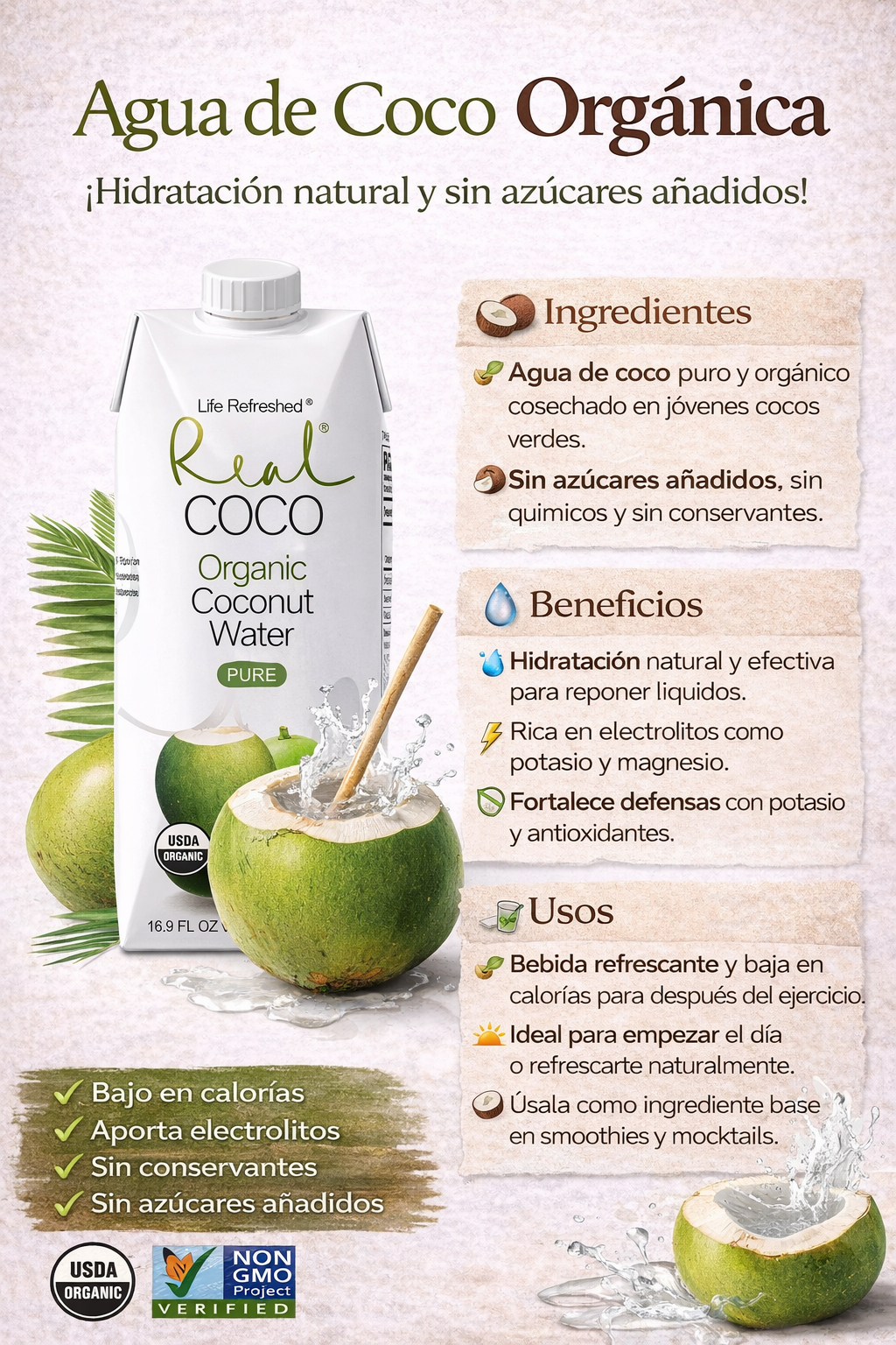 Agua de Coco Orgánico - Member's x500ml