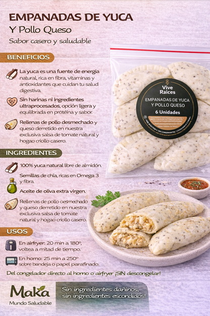 Empanadas de Yuca (Pollo Queso) Vive Raíces - Comida Real x6unid