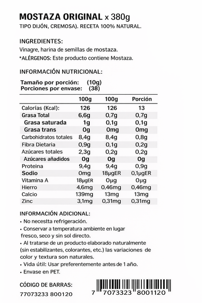 Mostaza Original Tipo Dijon - Hacienda Gourmet x380gr