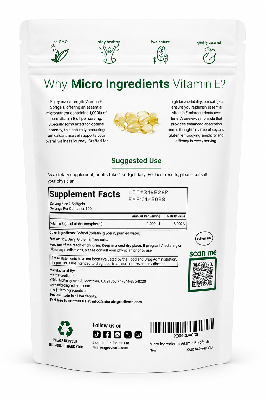 Vitamiba E 240 caps MicroIngredients