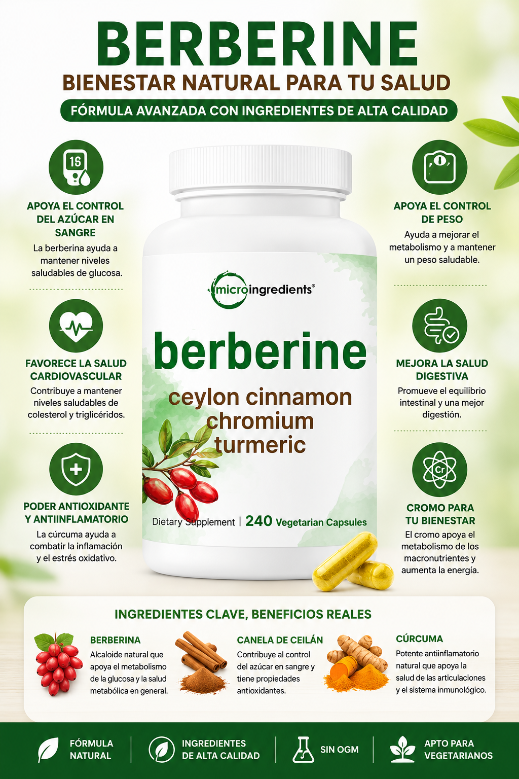 Berberina & Canela 240 caps MicroIngredients