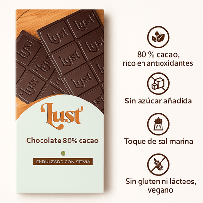 Barra De Chocolate 80% Con Stevia - Lust x50g