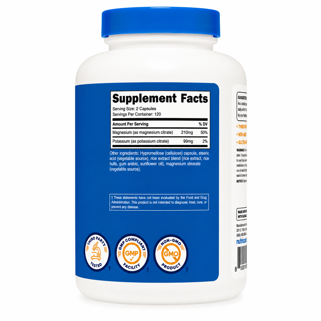 Potassium + Magnesium Citrate Nutricost - 240caps