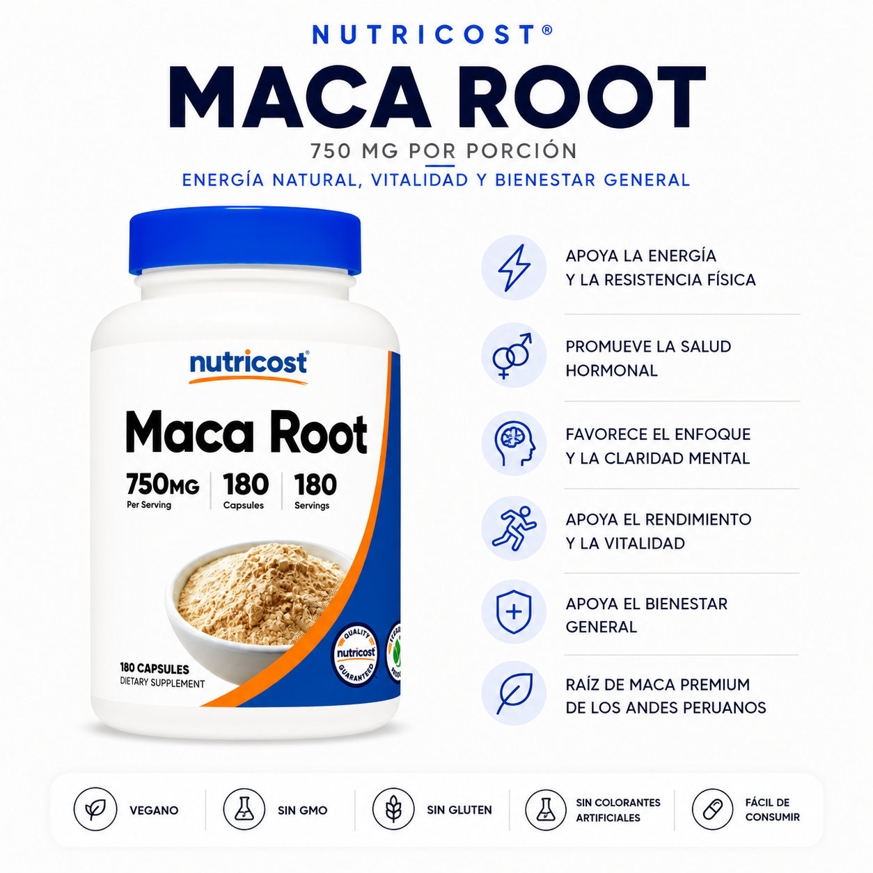 Maca root Nutricost - 180caps