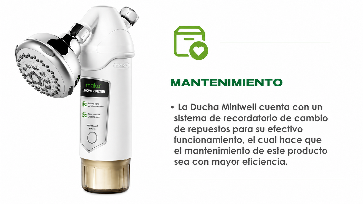 Ducha con Sistema de Filtro Purificador Agua Miniwell