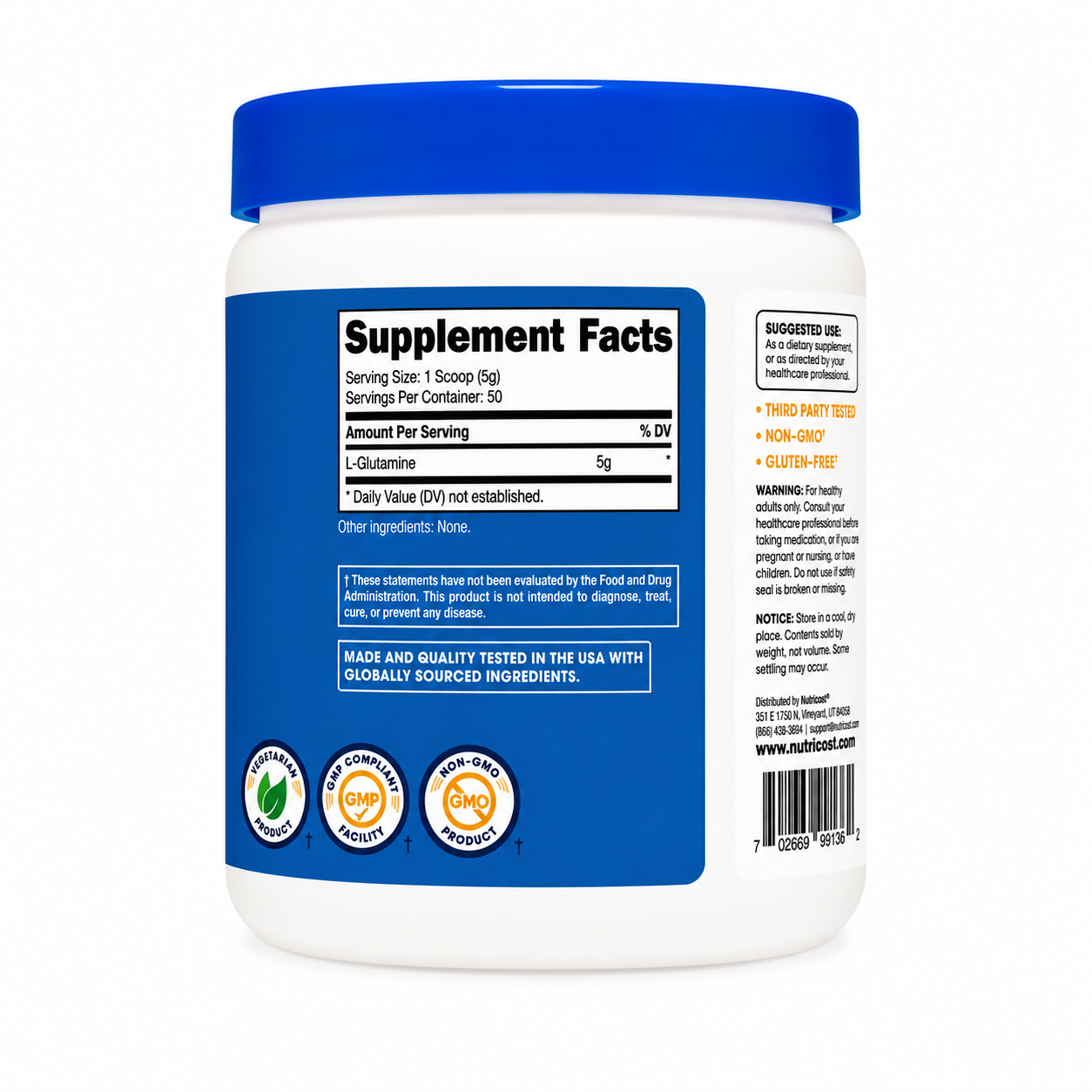 L-Glutamine en polvo - Nutricost x250g