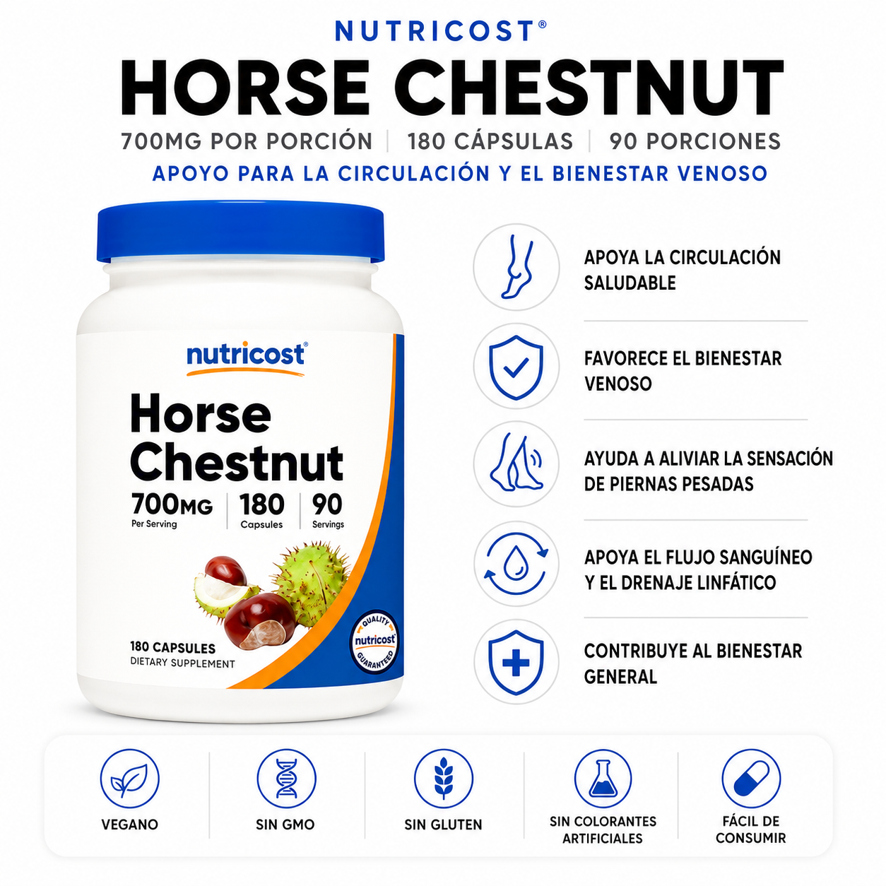 Horse Chesnuts / Castaño de indias  Nutricost - 180caps