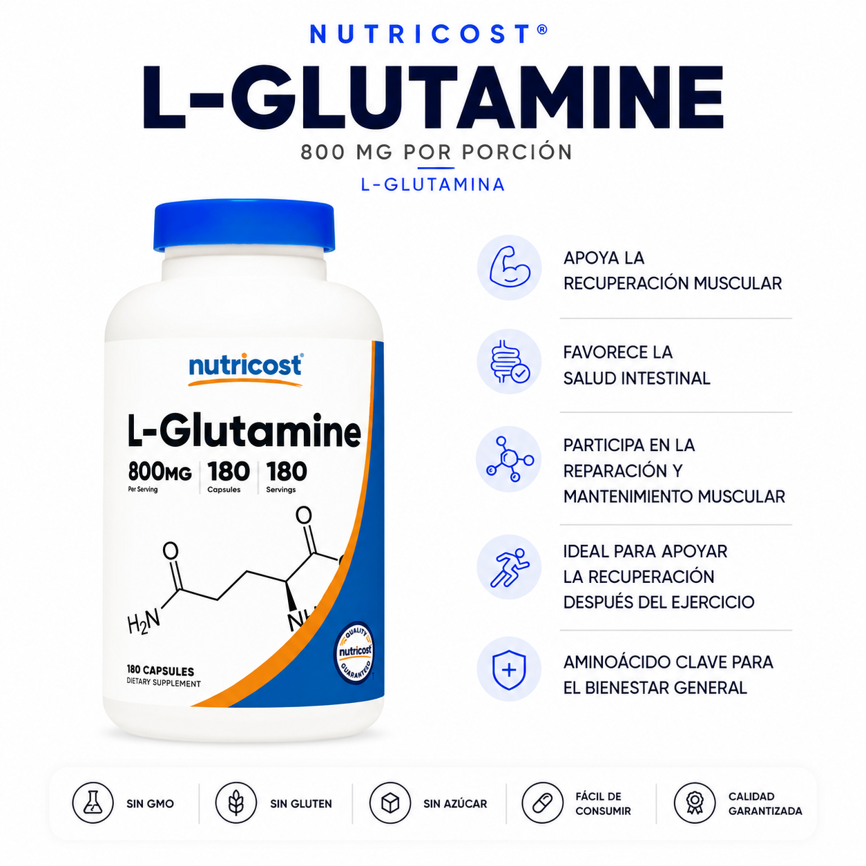 L-glutamine Nutricost - 180caps