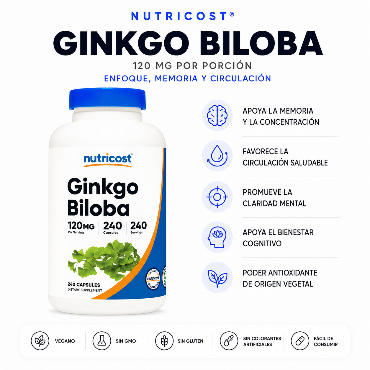 Ginkgo Biloba - Nutricost x240caps