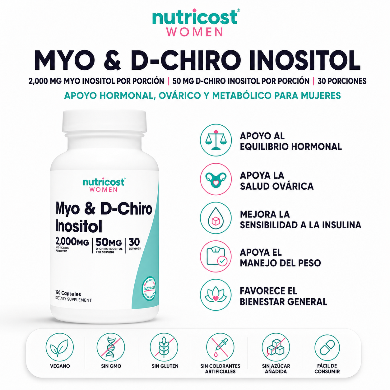 MYO & D-Chiro Inositol Nutricost - 120caps