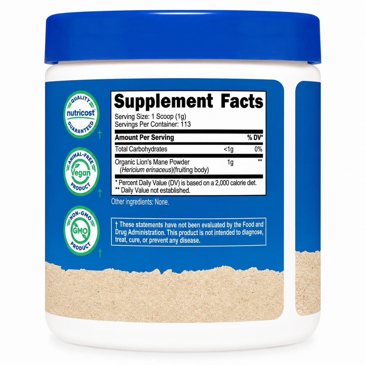 Organic Lion's Mane Mushroom Nutricost - 113g