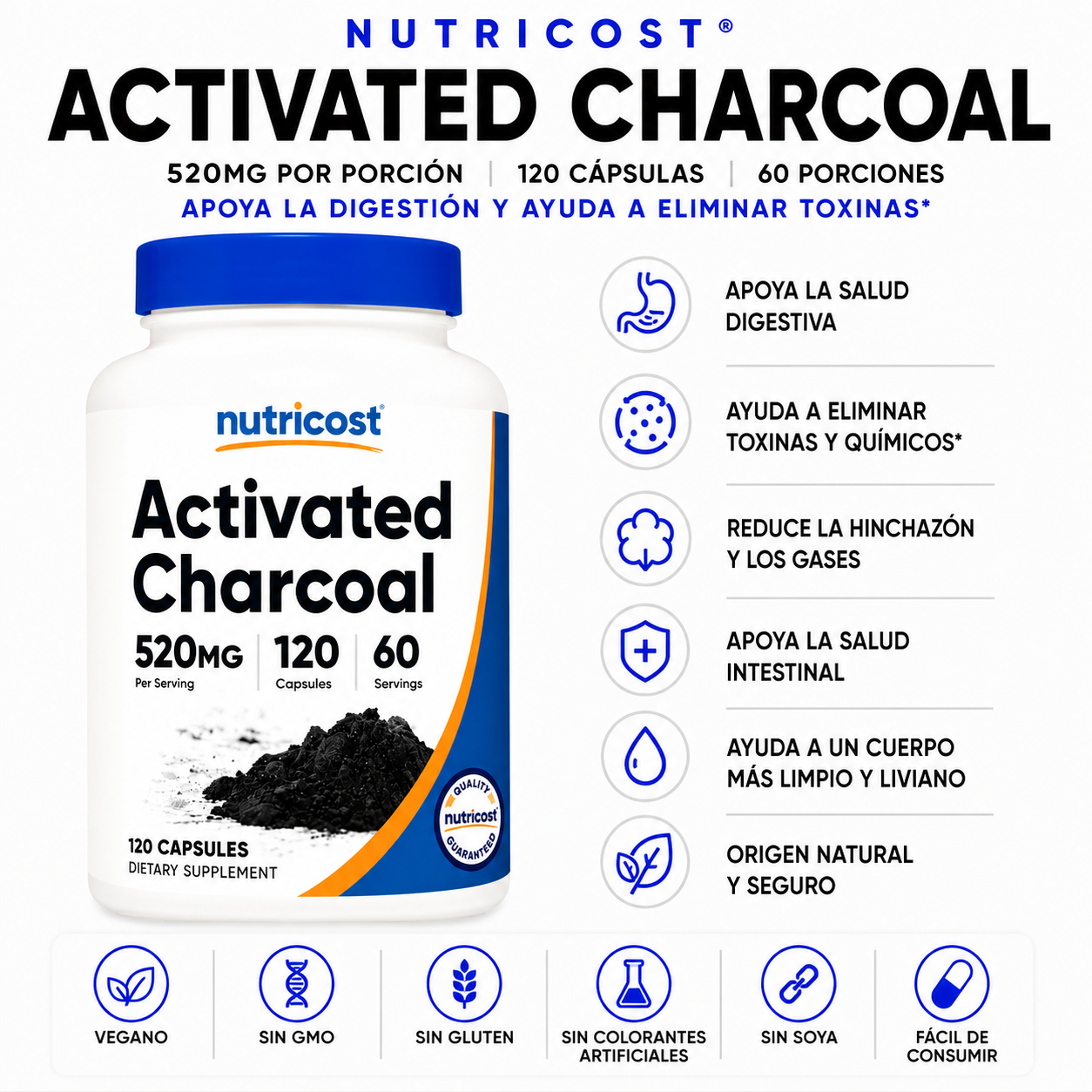Activated Charcoal Nutricost - 120caps