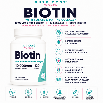 Biotina Para Mujeres Nutricost - 120cap