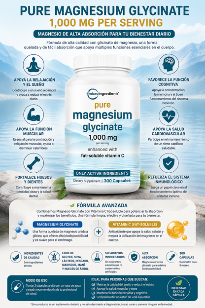 Magnesio Glysinato - MicroIngredients x300caps