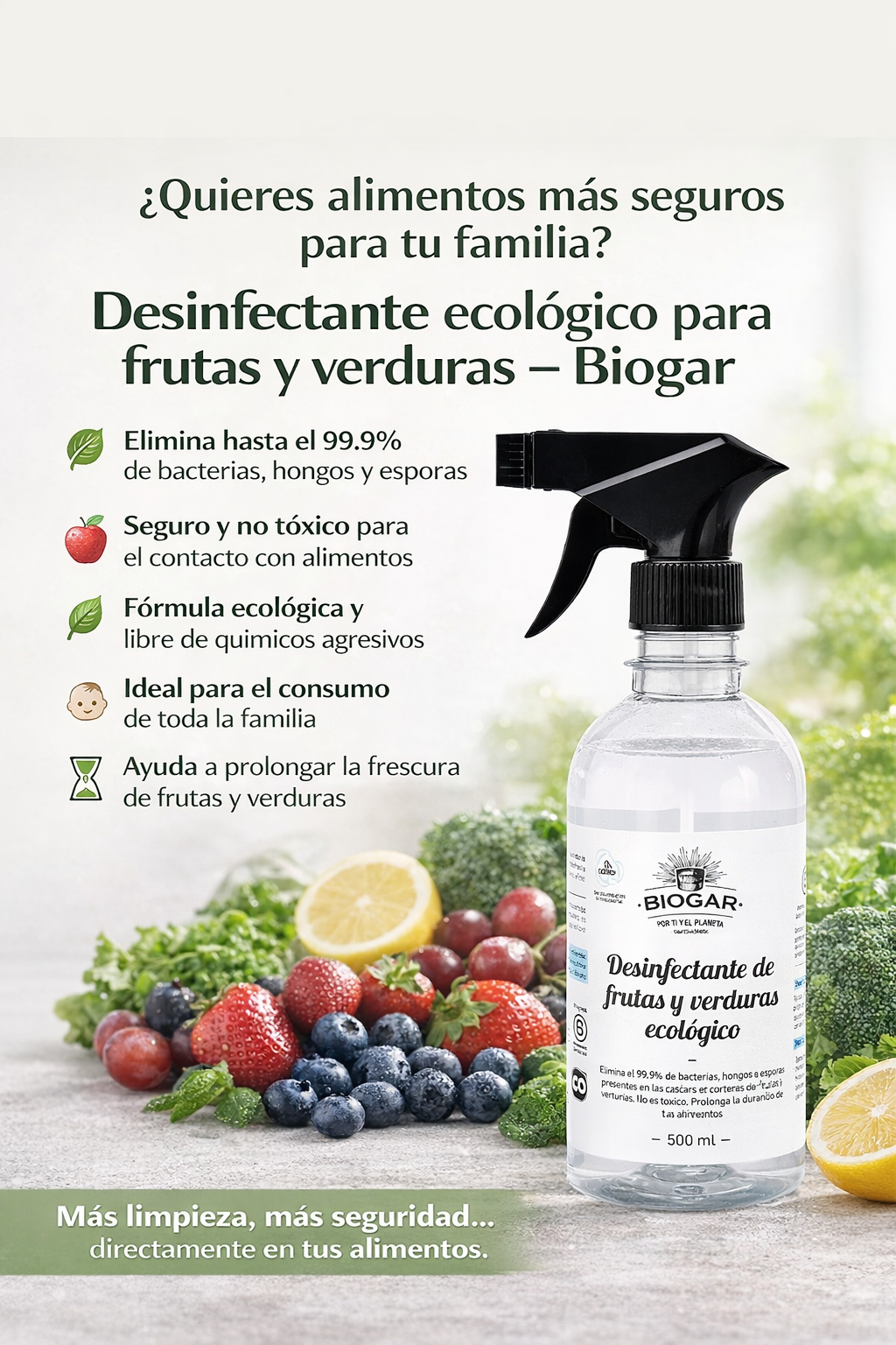 Desinfectante De Frutas y Verduras - Biogar x500ml