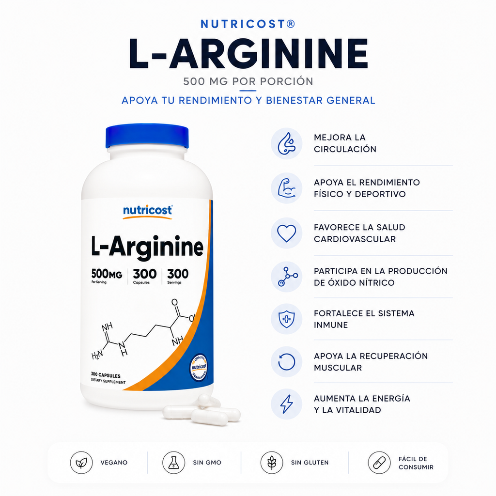 L-Arginina Nutricost - 300caps