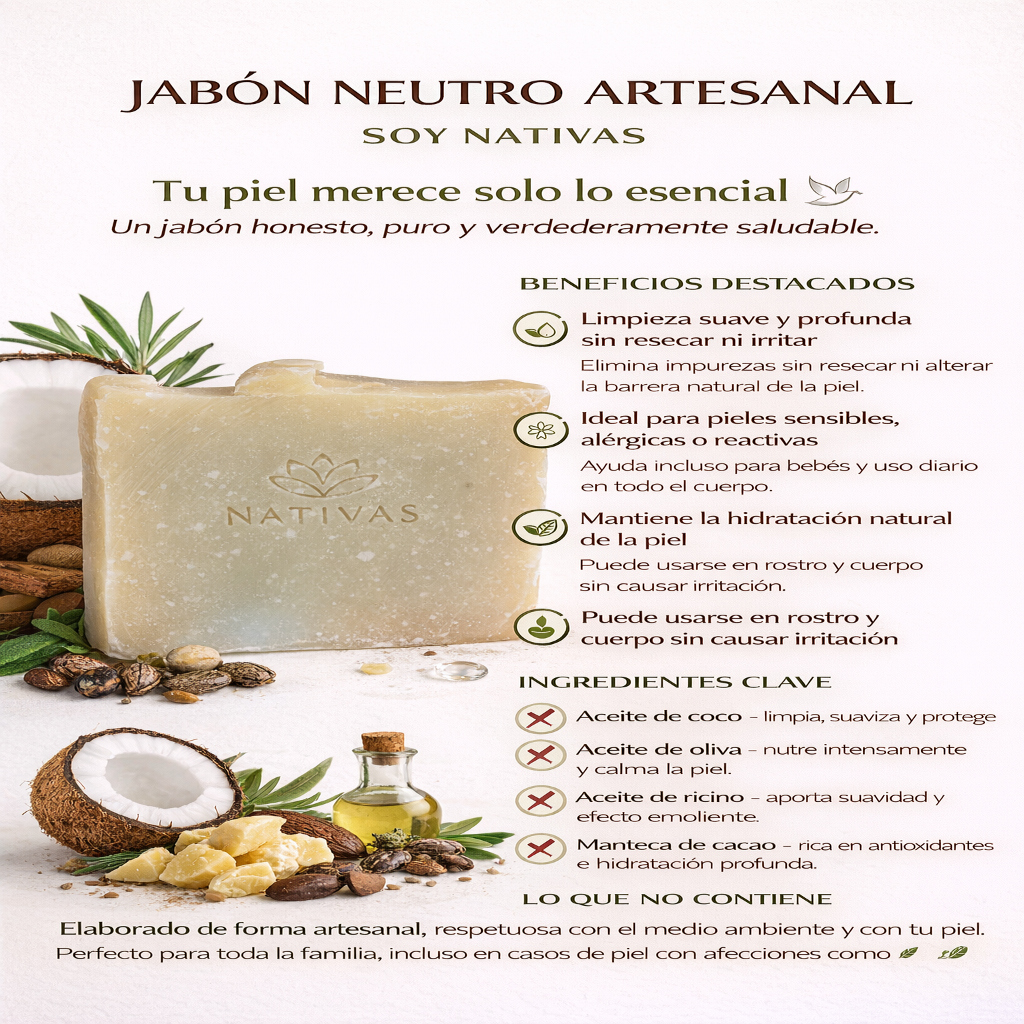Jabón Artesanal Neutro - Nativas x75g