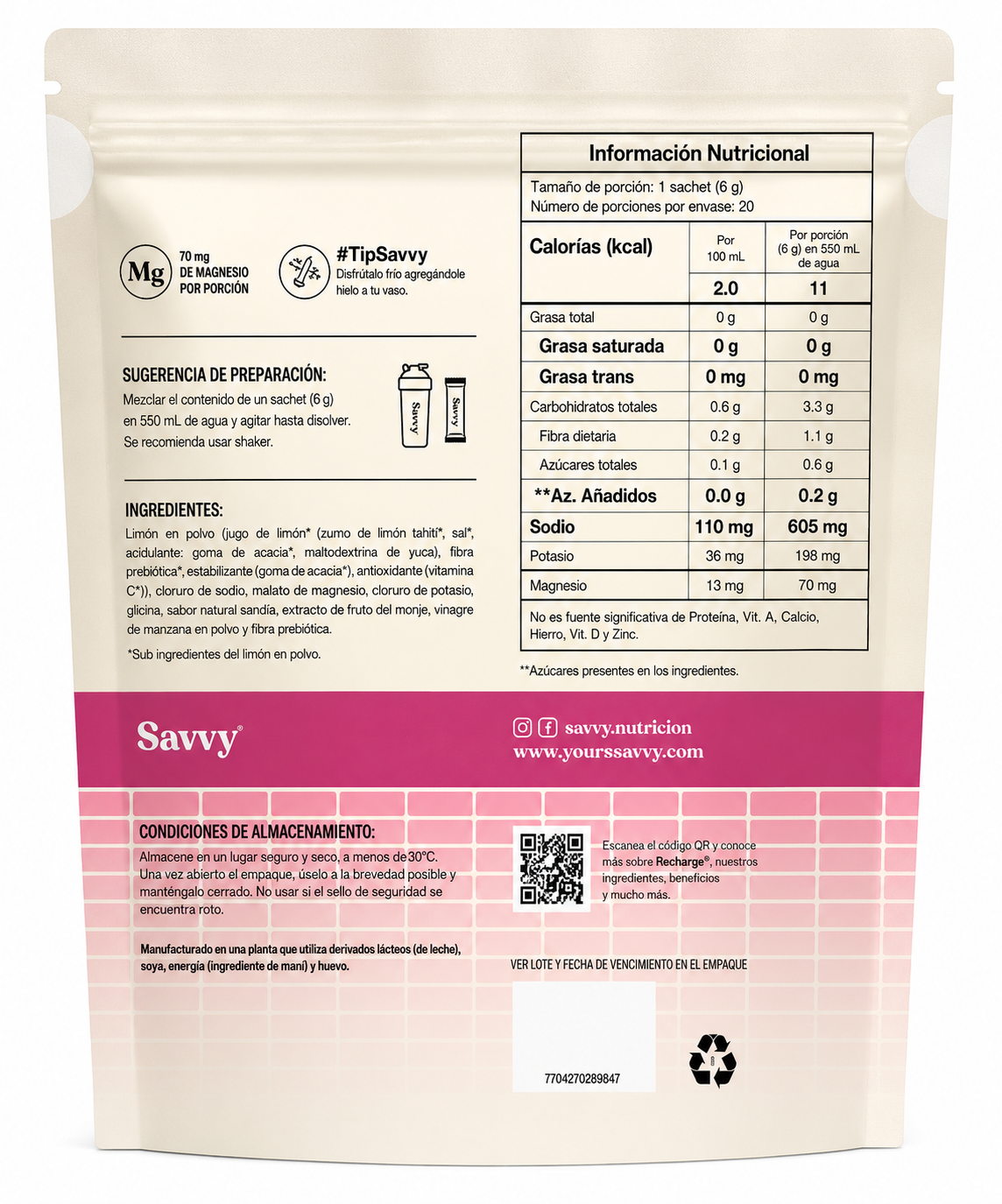 Sales minerales | Recharge - Savvy x120g