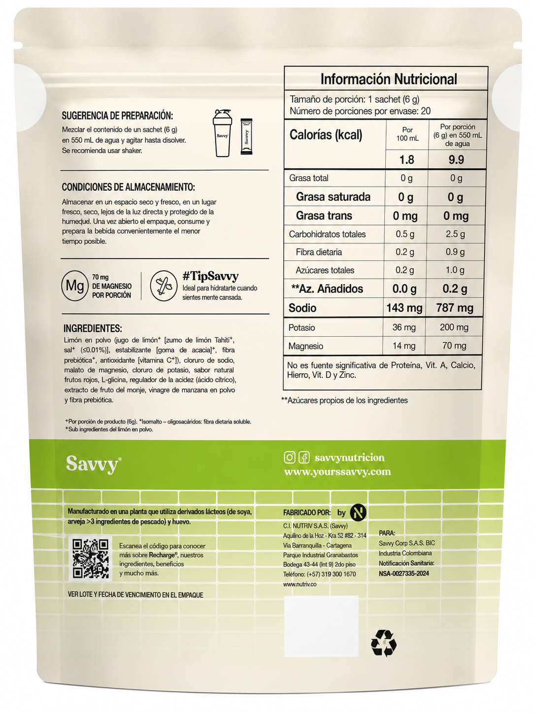 Sales minerales | Recharge - Savvy x120g
